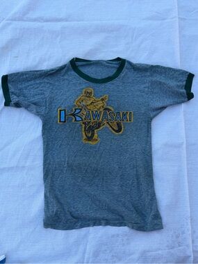 Vintage Kawasaki heather green Ringer Tee Dirt Digger